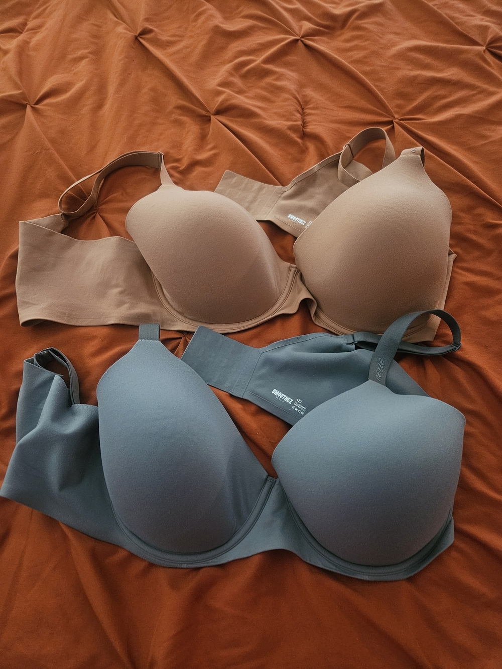 aerie Seamless Molded Bras in Taupe and Slate Blue